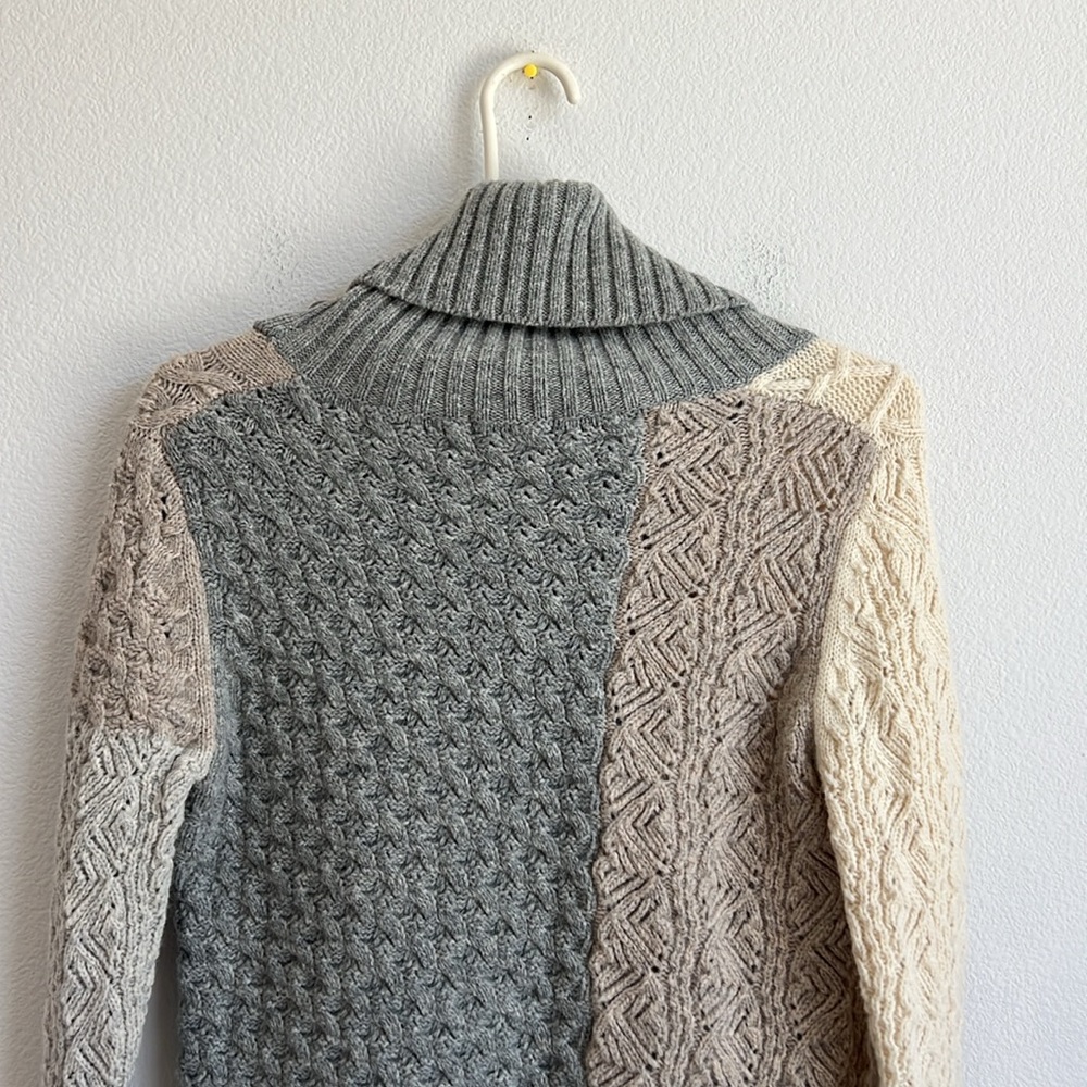 Sundance Lambswool Blend Patchwork Mixed Knit Cow… - image 8